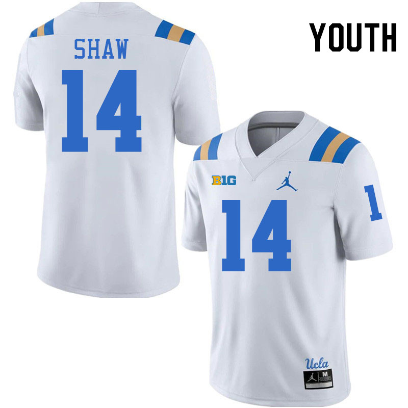 Youth #14 Carter Shaw Big 10 Conference College Football Jerseys Stitched-White